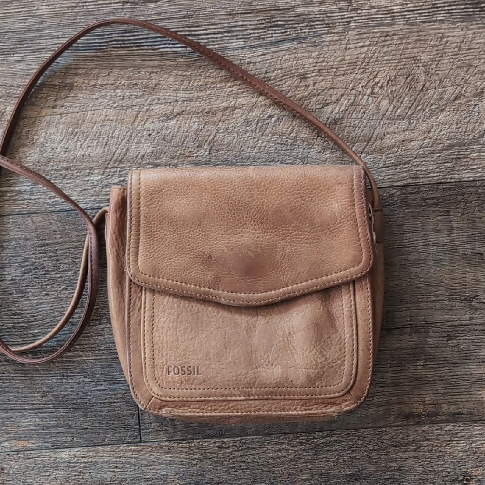 Vintage Fossil Brown Leather Crossbody Bag